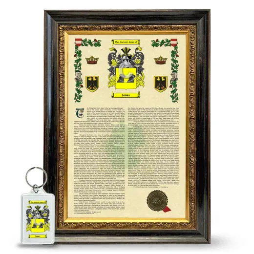 Jonas Framed Armorial History and Keychain - Heirloom
