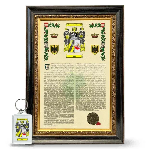 Jorg Framed Armorial History and Keychain - Heirloom