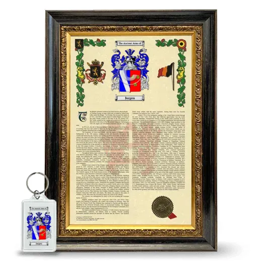 Jurgen Framed Armorial History and Keychain - Heirloom