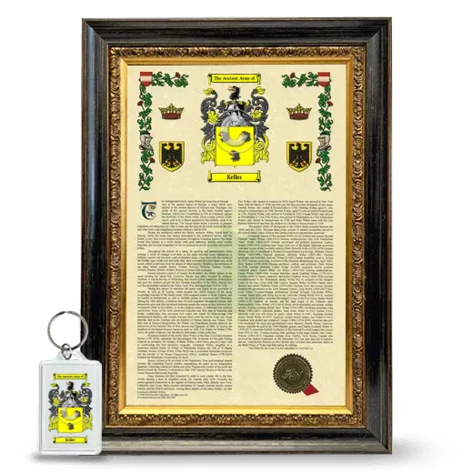 Keller Framed Armorial History and Keychain - Heirloom