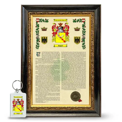 Keppel Framed Armorial History and Keychain - Heirloom