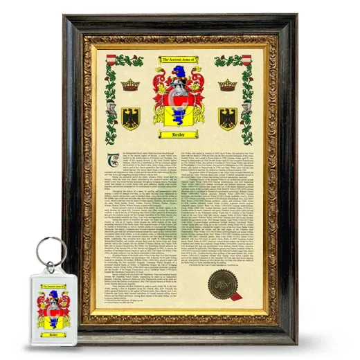 Kesler Framed Armorial History and Keychain - Heirloom