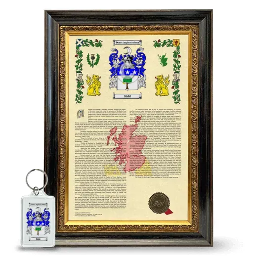 Kidd Framed Armorial History and Keychain - Heirloom