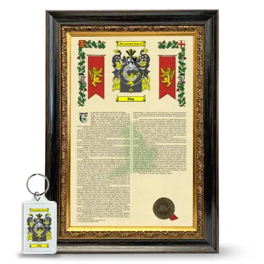 King Framed Armorial History and Keychain - Heirloom
