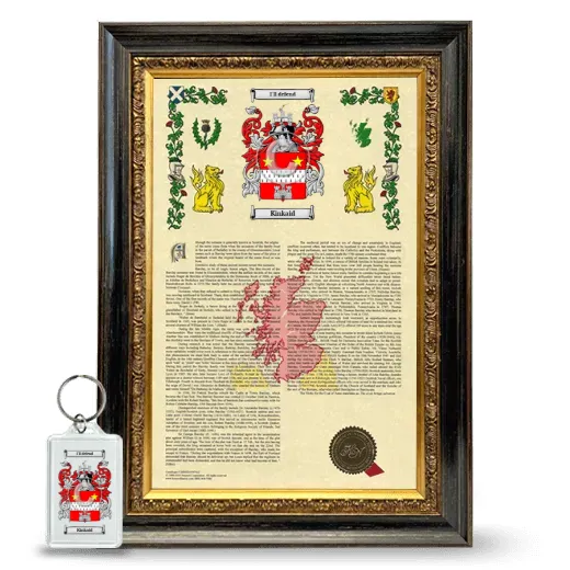 Kinkaid Framed Armorial History and Keychain - Heirloom