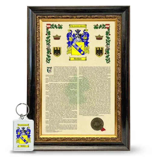Kleckner Framed Armorial History and Keychain - Heirloom