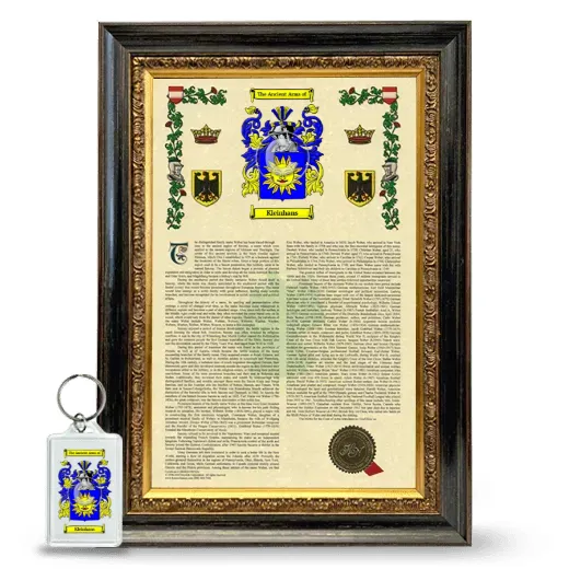 Kleinhans Framed Armorial History and Keychain - Heirloom