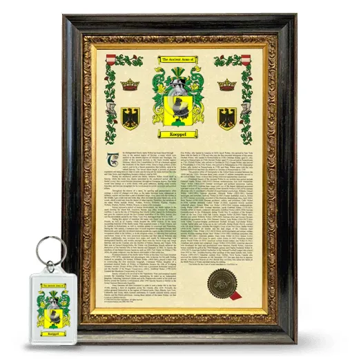 Koeppel Framed Armorial History and Keychain - Heirloom