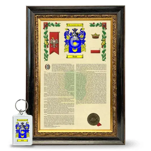 Kosic Framed Armorial History and Keychain - Heirloom