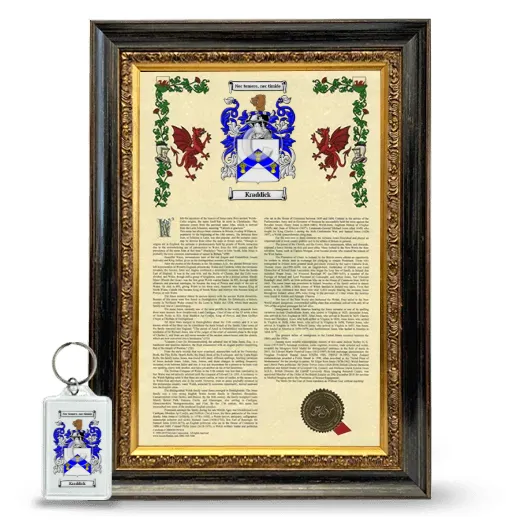Kraddick Framed Armorial History and Keychain - Heirloom