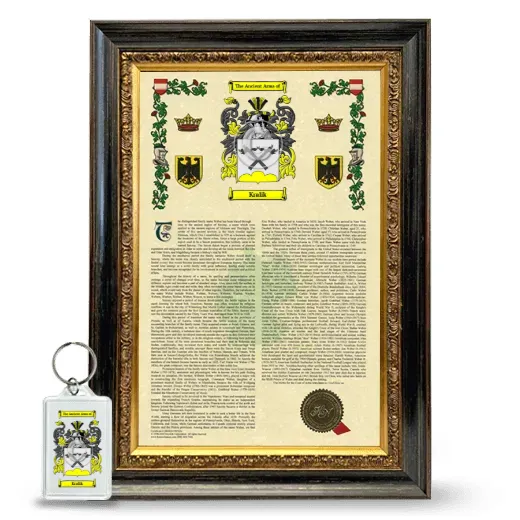 Kralik Framed Armorial History and Keychain - Heirloom