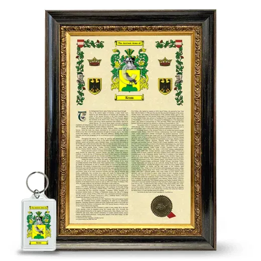 Krum Framed Armorial History and Keychain - Heirloom