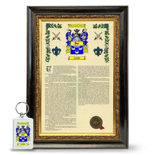 Labelle Framed Armorial History and Keychain - Heirloom