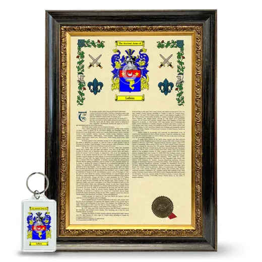 Labon Framed Armorial History and Keychain - Heirloom