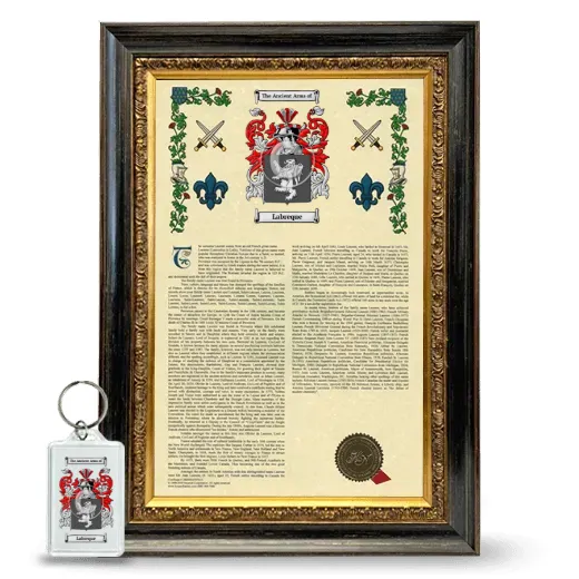 Labreque Framed Armorial History and Keychain - Heirloom