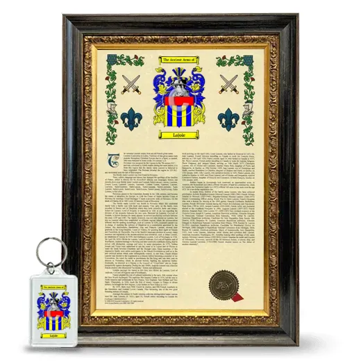 Lajoie Framed Armorial History and Keychain - Heirloom