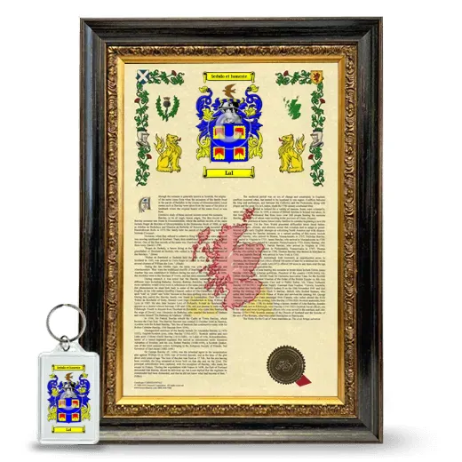 Lal Framed Armorial History and Keychain - Heirloom