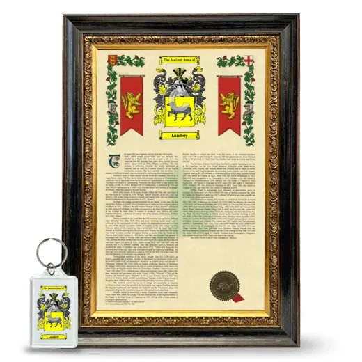 Lamboy Framed Armorial History and Keychain - Heirloom