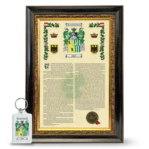 Land Framed Armorial History and Keychain - Heirloom