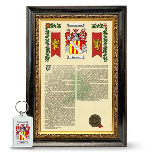 Langfort Framed Armorial History and Keychain - Heirloom
