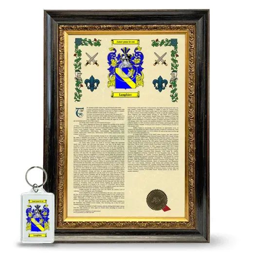 Lanphier Framed Armorial History and Keychain - Heirloom