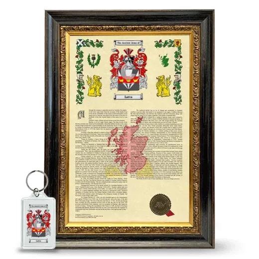 Latta Framed Armorial History and Keychain - Heirloom