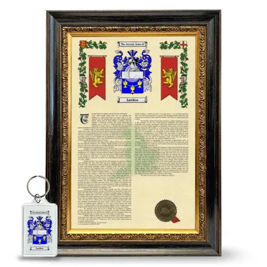 Lawless Framed Armorial History and Keychain - Heirloom