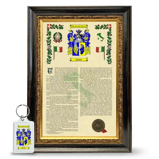 Lazaro Framed Armorial History and Keychain - Heirloom