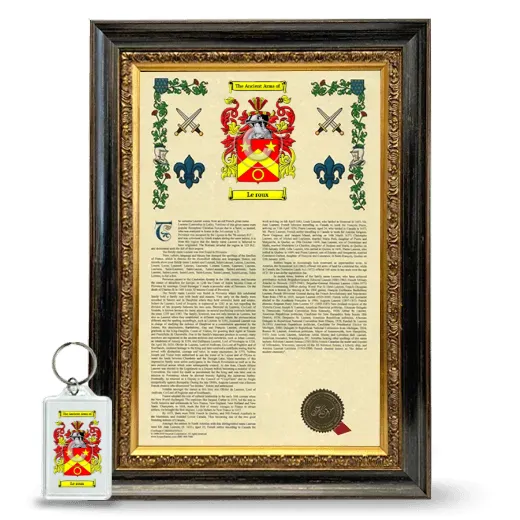 Le roux Framed Armorial History and Keychain - Heirloom