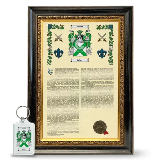 Lebey Framed Armorial History and Keychain - Heirloom