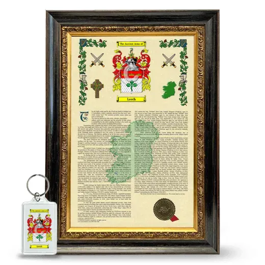 Leech Framed Armorial History and Keychain - Heirloom