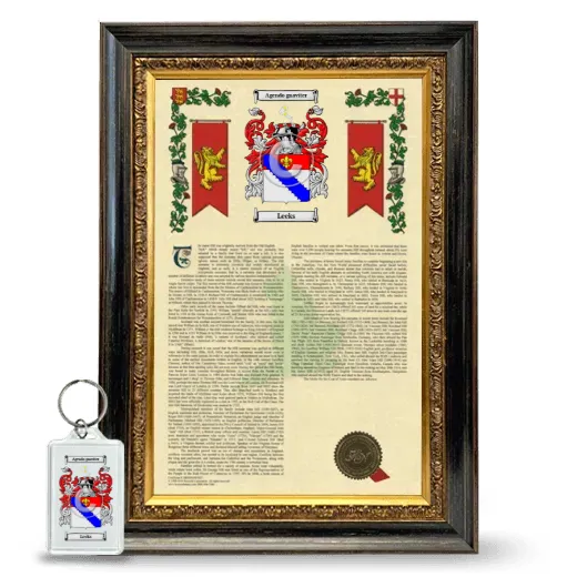 Leeks Framed Armorial History and Keychain - Heirloom