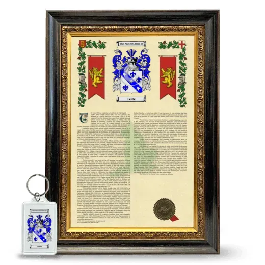 Leete Framed Armorial History and Keychain - Heirloom