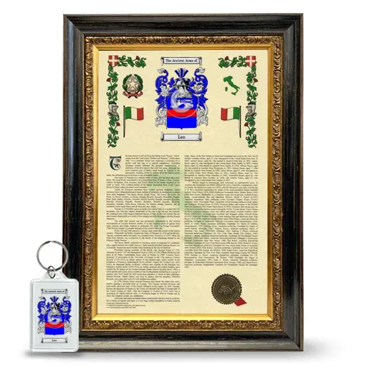 Leo Framed Armorial History and Keychain - Heirloom