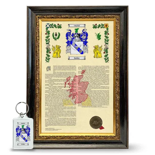 Leslay Framed Armorial History and Keychain - Heirloom