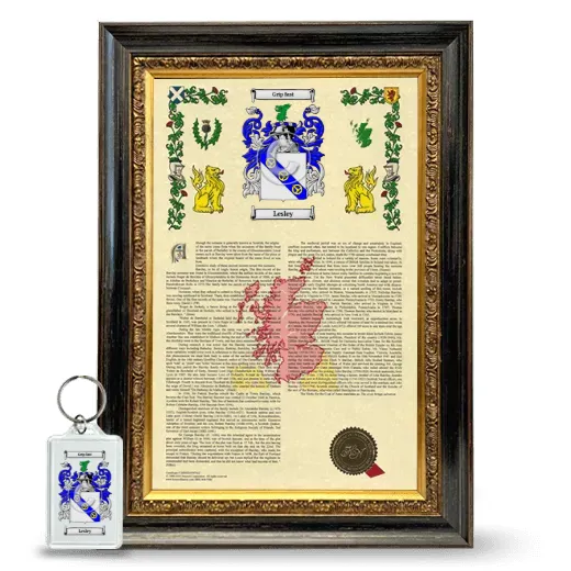 Lesley Framed Armorial History and Keychain - Heirloom