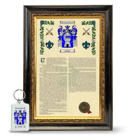Letorre Framed Armorial History and Keychain - Heirloom