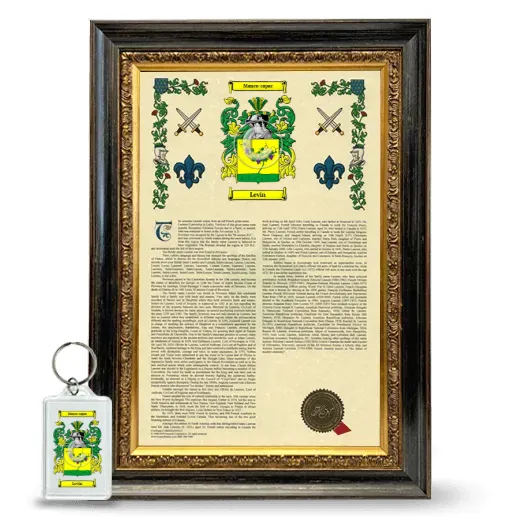 Levin Framed Armorial History and Keychain - Heirloom