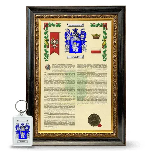 Lewinsky Framed Armorial History and Keychain - Heirloom