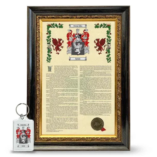 Lewis Framed Armorial History and Keychain - Heirloom