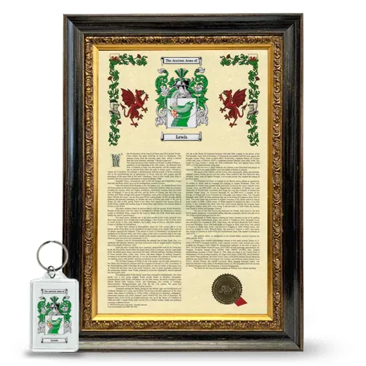 Lewis Framed Armorial History and Keychain - Heirloom