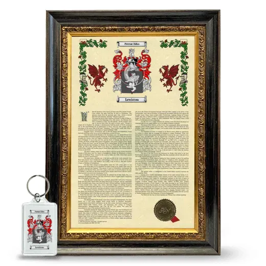 Lewiston Framed Armorial History and Keychain - Heirloom