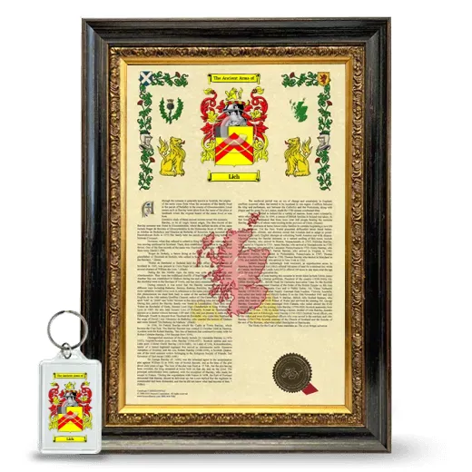 Lich Framed Armorial History and Keychain - Heirloom