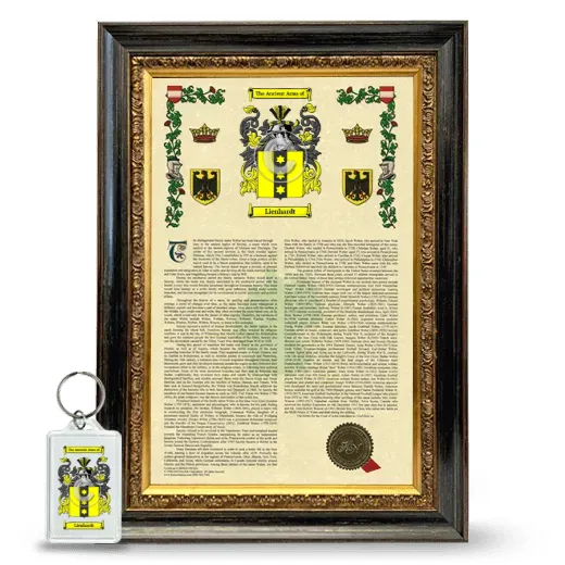 Lienhardt Framed Armorial History and Keychain - Heirloom