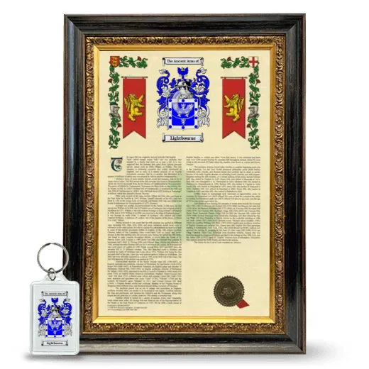 Lightbourne Framed Armorial History and Keychain - Heirloom
