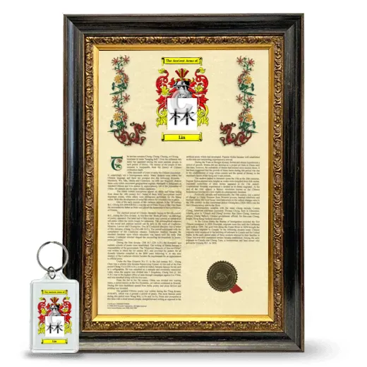 Lin Framed Armorial History and Keychain - Heirloom