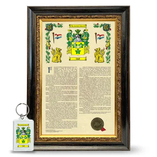 Lind Framed Armorial History and Keychain - Heirloom