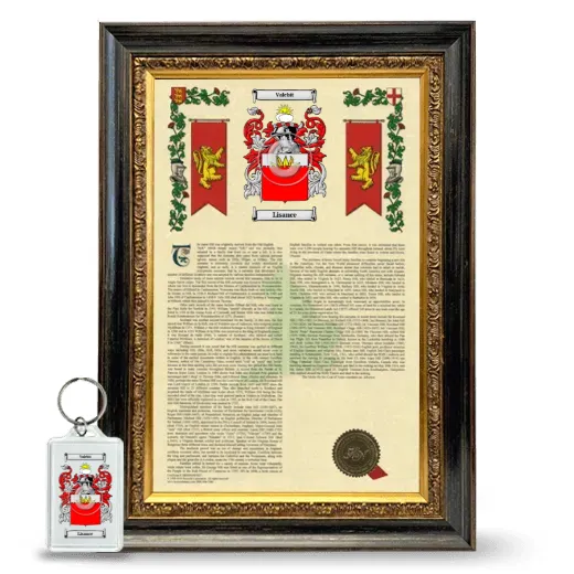 Lisance Framed Armorial History and Keychain - Heirloom