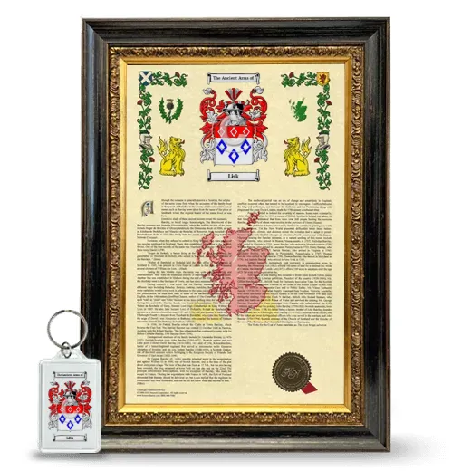 Lisk Framed Armorial History and Keychain - Heirloom