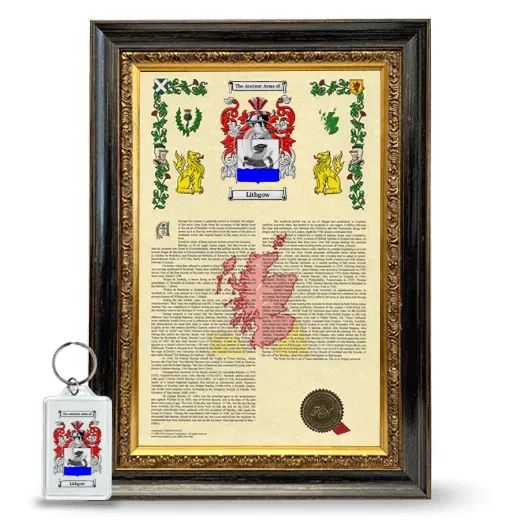 Lithgow Framed Armorial History and Keychain - Heirloom